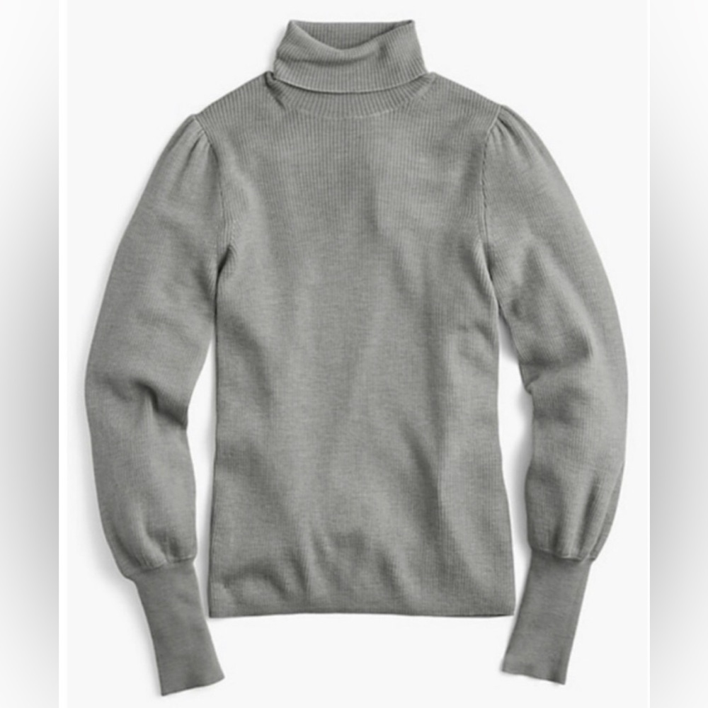 J.Crew Balloon Sleeve Gray Turtleneck in Merino Wool XS